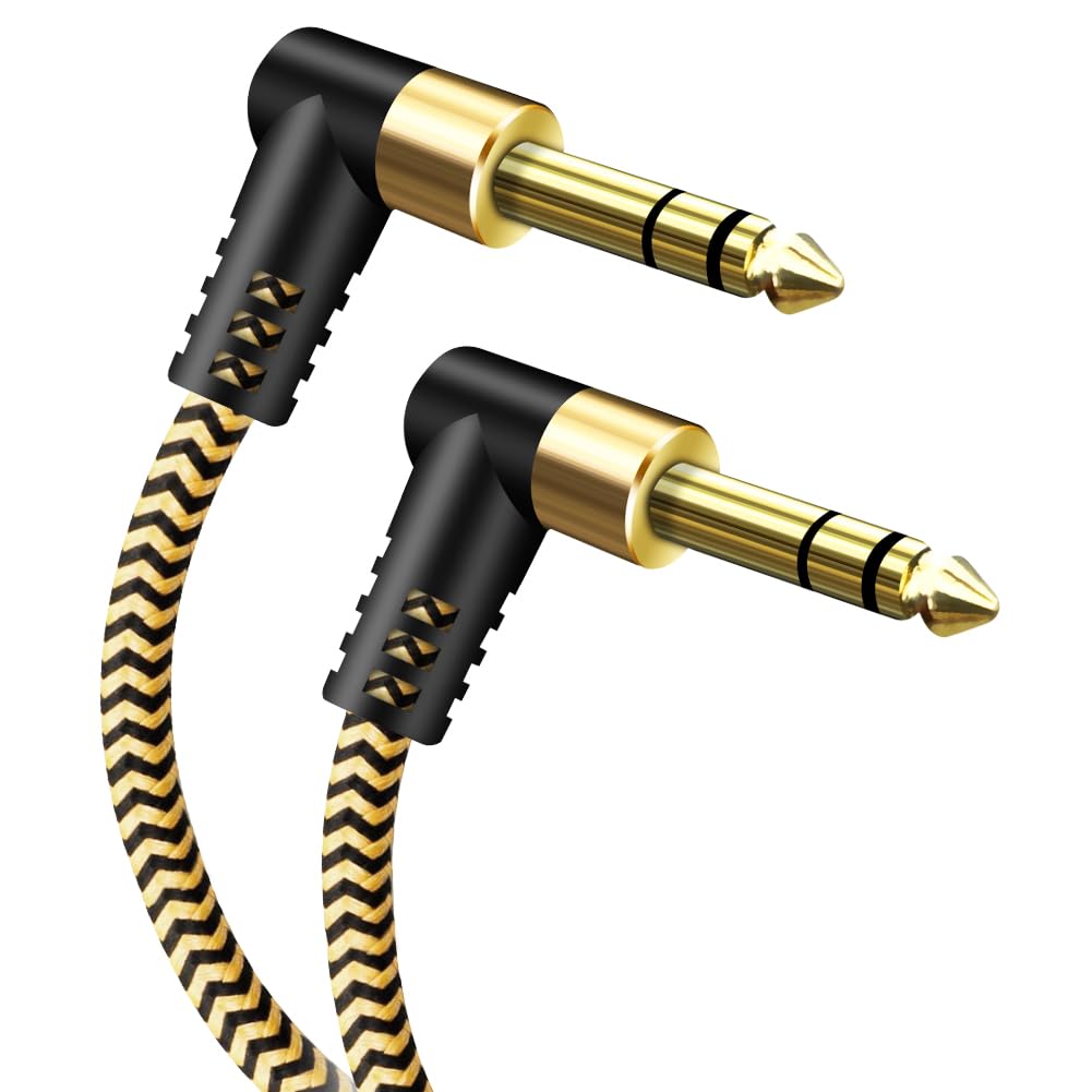 🎸 Câble instrument TRS 6,35 mm (1/4") – Audio stéréo mâle/mâle, angle droit vers droit, 1,8 m (6 ft)