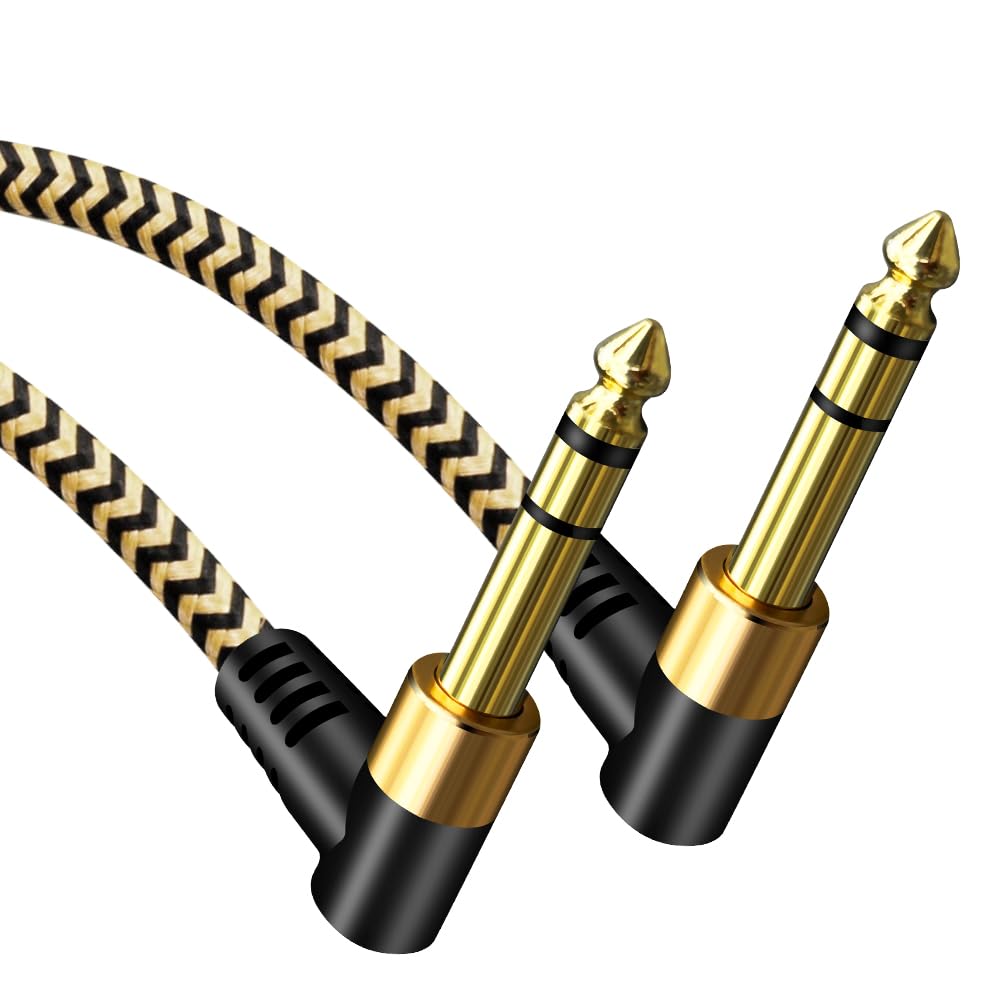 🎸 Câble instrument TRS 6,35 mm (1/4") – Audio stéréo mâle/mâle, angle droit vers droit, 1,8 m (6 ft)