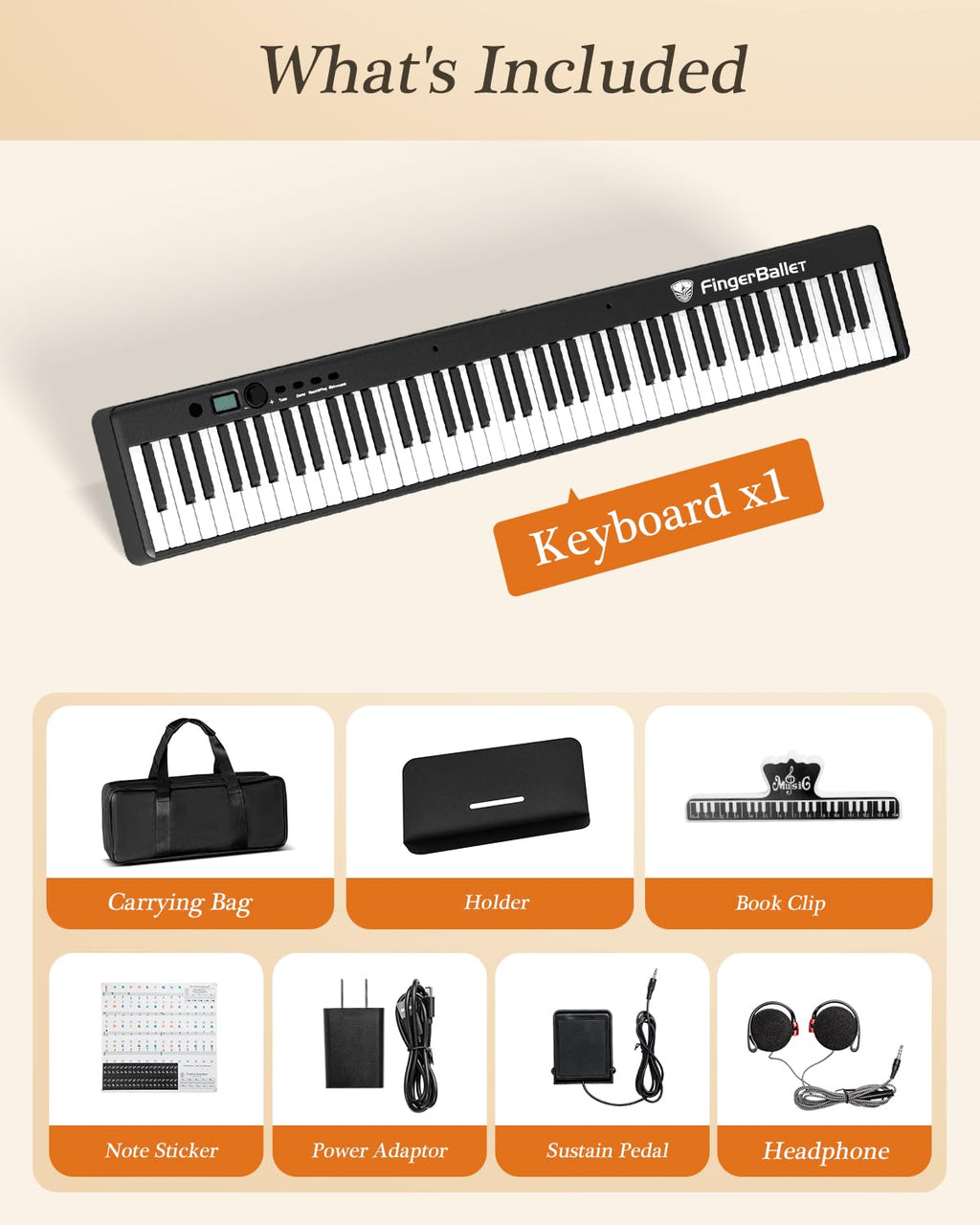 Piano numérique portable 88 touches pliable semi-lesté avec Bluetooth MIDI et finition bois