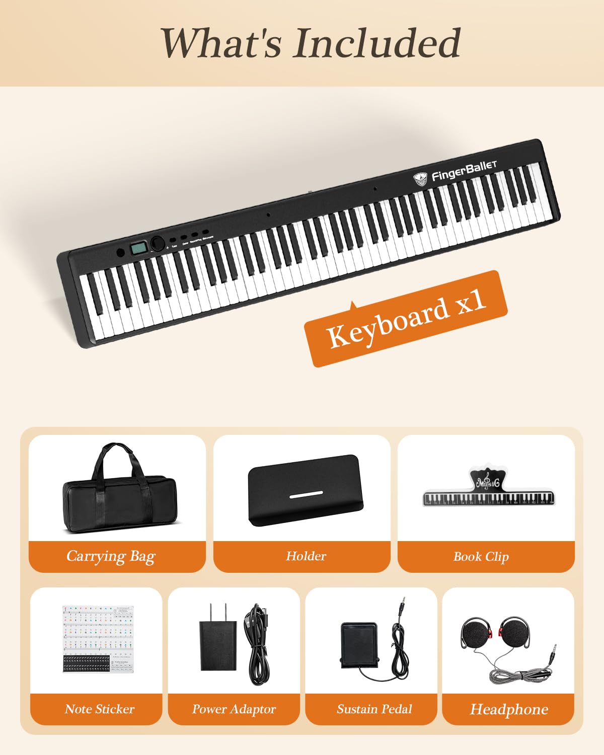 Piano numérique portable 88 touches pliable semi-lesté avec Bluetooth MIDI et finition bois