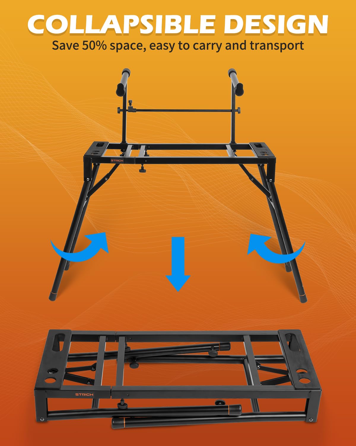 🎹 Support double pour clavier STRICH – 2 niveaux, réglable et portable