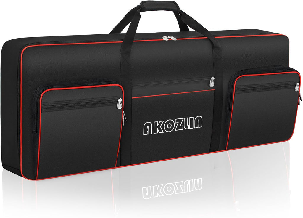 🎹 AKOZLIN Slim – Housse de transport fine pour clavier 88 touches, sac gig pour piano numérique 600D Oxford avec sangles réglables et 5 poches accessoires (137 × 33,5 × 17 cm)