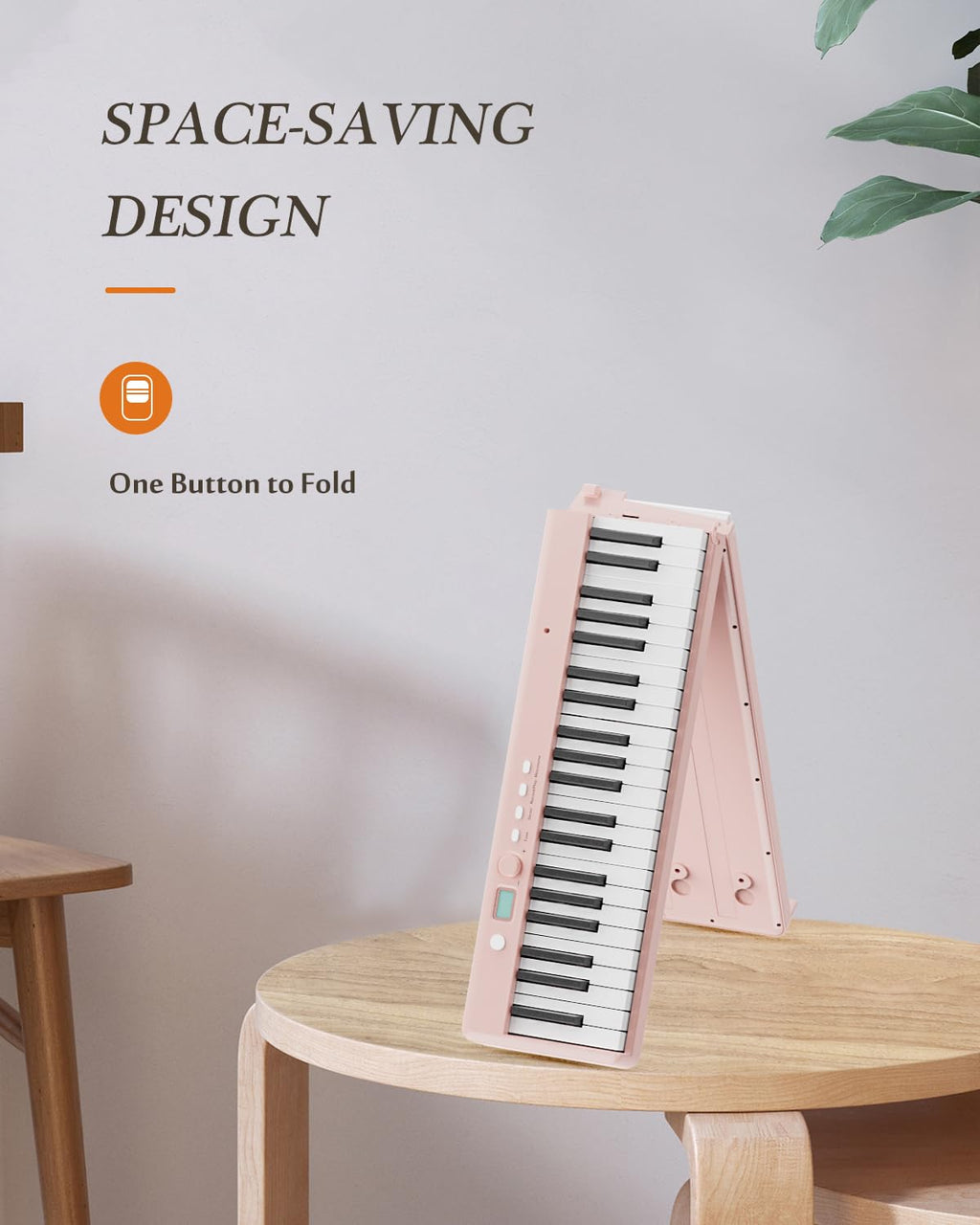 Piano numérique portable 88 touches pliable semi-lesté avec Bluetooth MIDI et finition bois