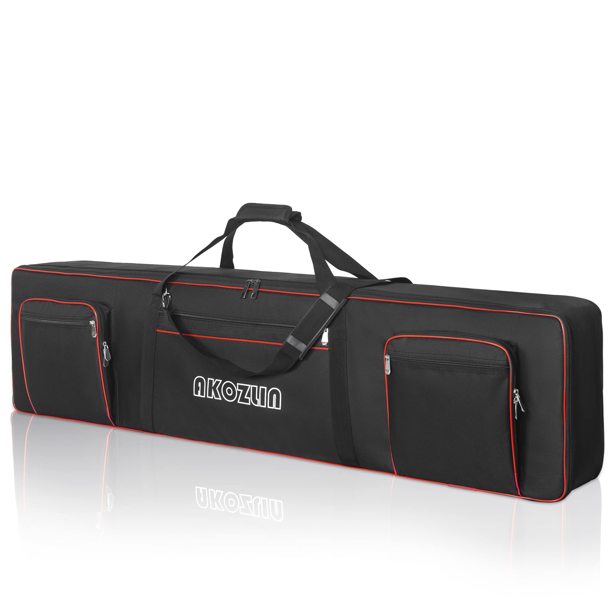🎹 AKOZLIN Slim – Housse de transport fine pour clavier 88 touches, sac gig pour piano numérique 600D Oxford avec sangles réglables et 5 poches accessoires (137 × 33,5 × 17 cm)