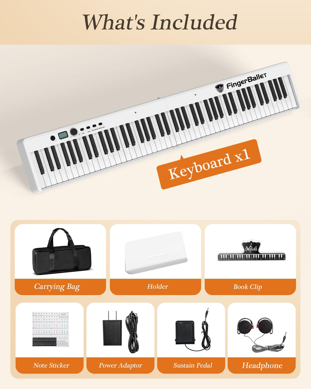 Piano numérique portable 88 touches pliable semi-lesté avec Bluetooth MIDI et finition bois