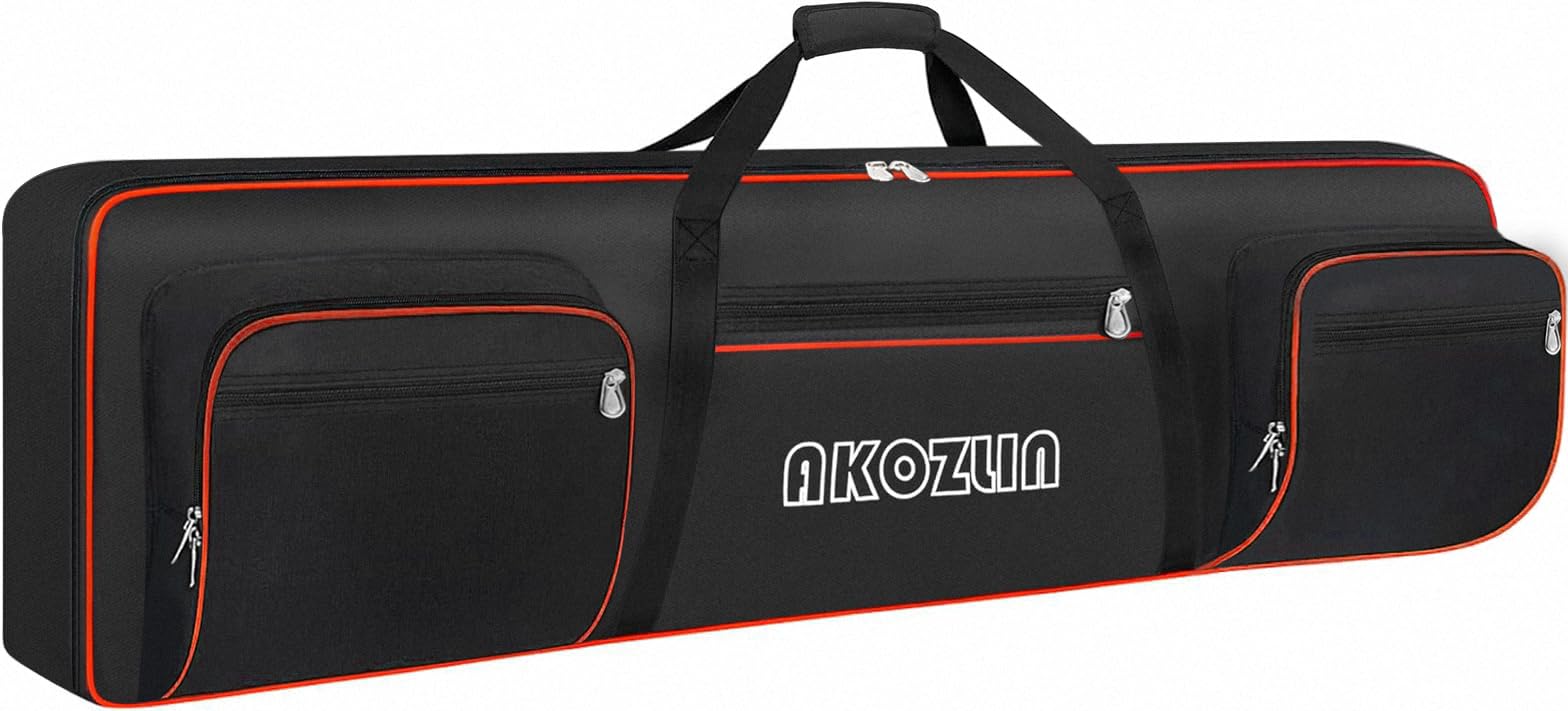 🎹 AKOZLIN Slim – Housse de transport fine pour clavier 88 touches, sac gig pour piano numérique 600D Oxford avec sangles réglables et 5 poches accessoires (137 × 33,5 × 17 cm)