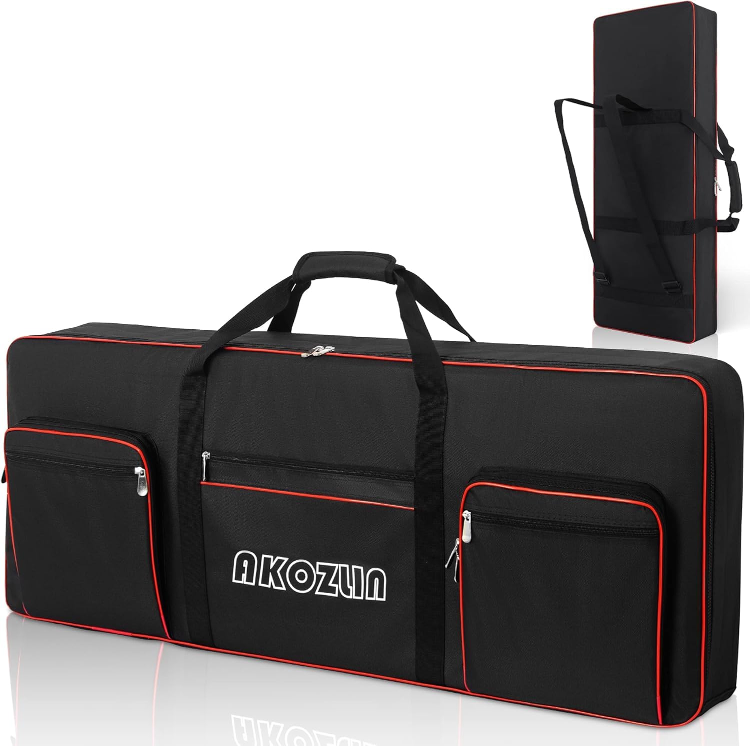 🎹 AKOZLIN Slim – Housse de transport fine pour clavier 88 touches, sac gig pour piano numérique 600D Oxford avec sangles réglables et 5 poches accessoires (137 × 33,5 × 17 cm)
