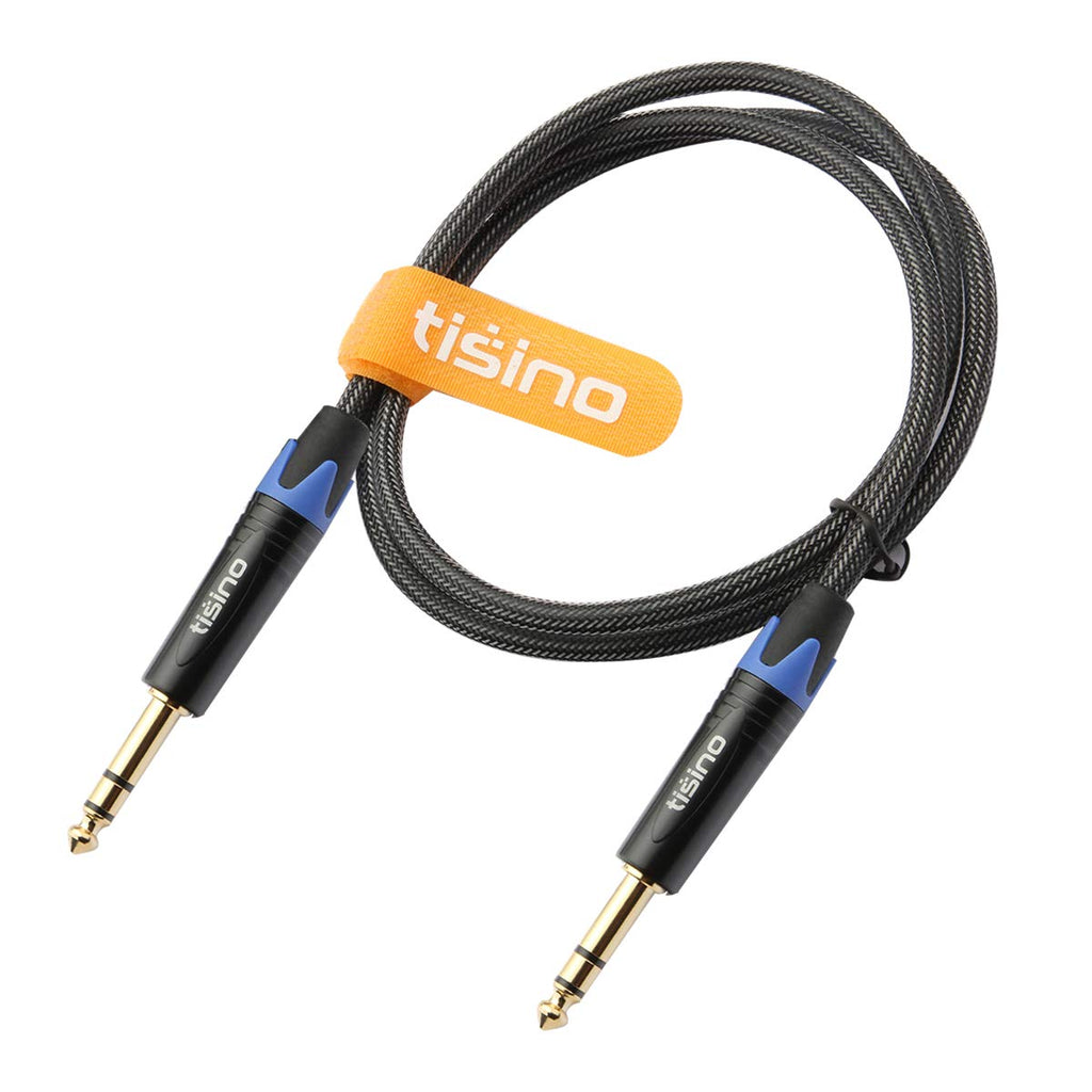 🎸 Câble Tisino 6,35 mm TRS – Jack stéréo 1/4" vers 1/4" (1 m), tressé nylon, robuste et équilibré