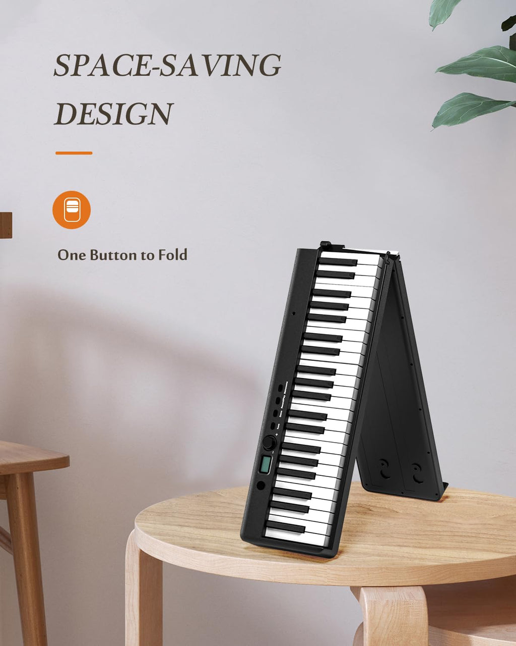 Piano numérique portable 88 touches pliable semi-lesté avec Bluetooth MIDI et finition bois