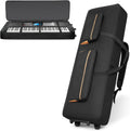 🎹 Housse de transport pour clavier 88 touches avec roulettes et sangles réglables – Sac de transport rembourré 10 mm avec 4 poches accessoires pour piano numérique, synthétiseur et clavier