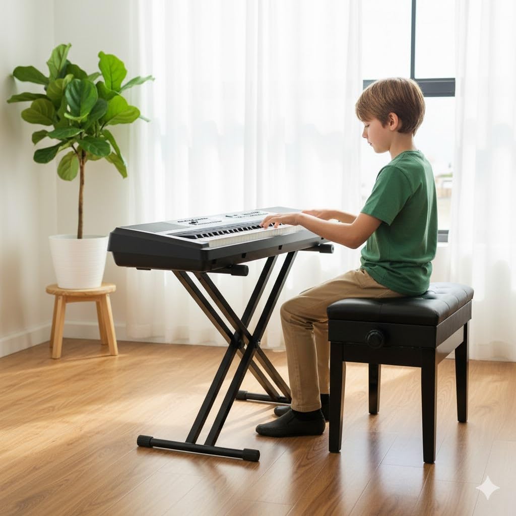 🎹 Support de clavier robuste Kunova – Double X, préassemblé et prêt à l’emploi