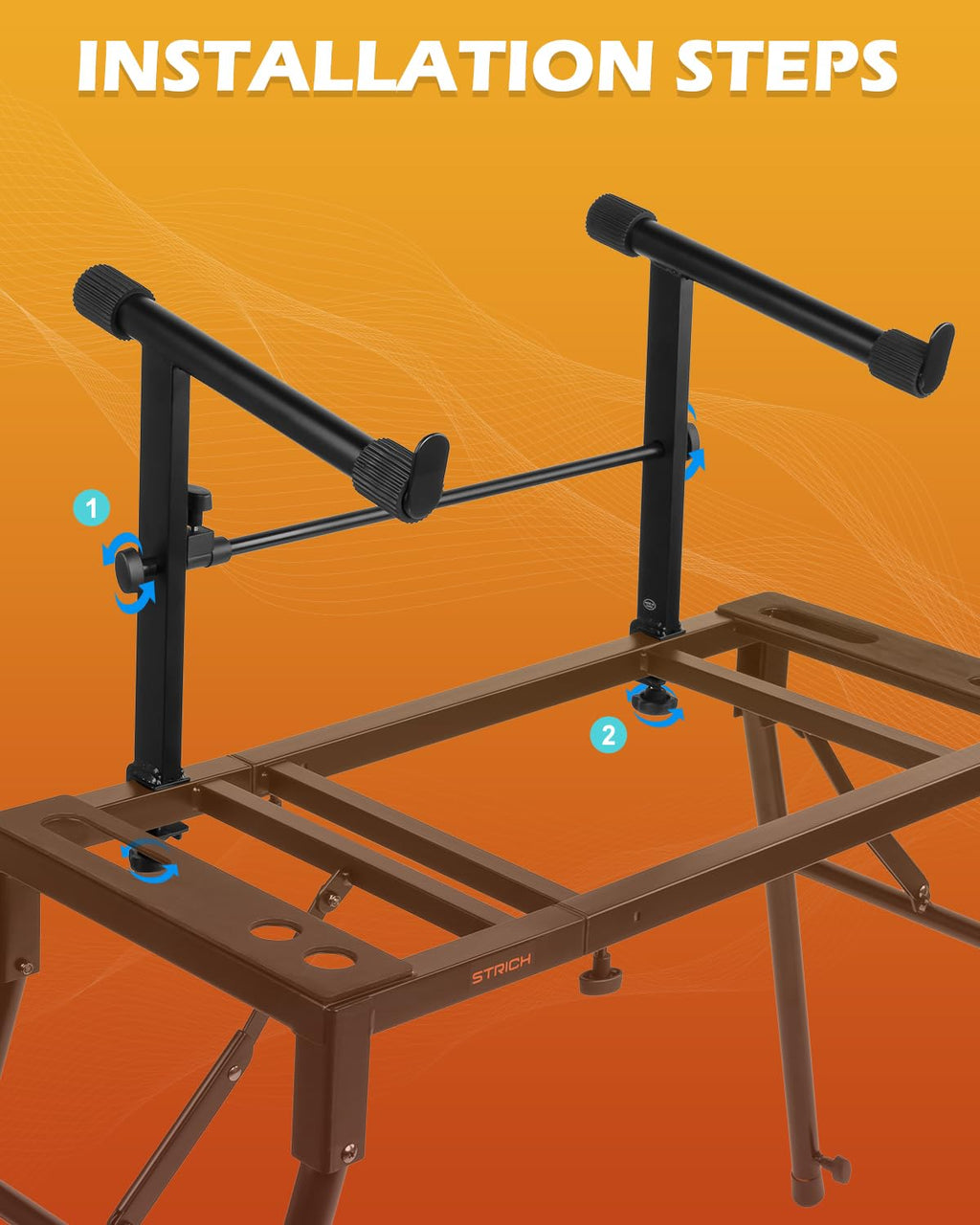 🎹 Support double pour clavier STRICH – 2 niveaux, réglable et portable