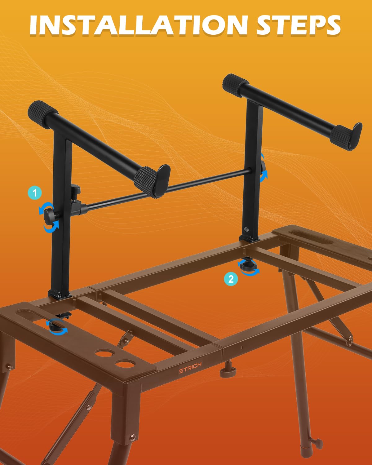 🎹 Support double pour clavier STRICH – 2 niveaux, réglable et portable