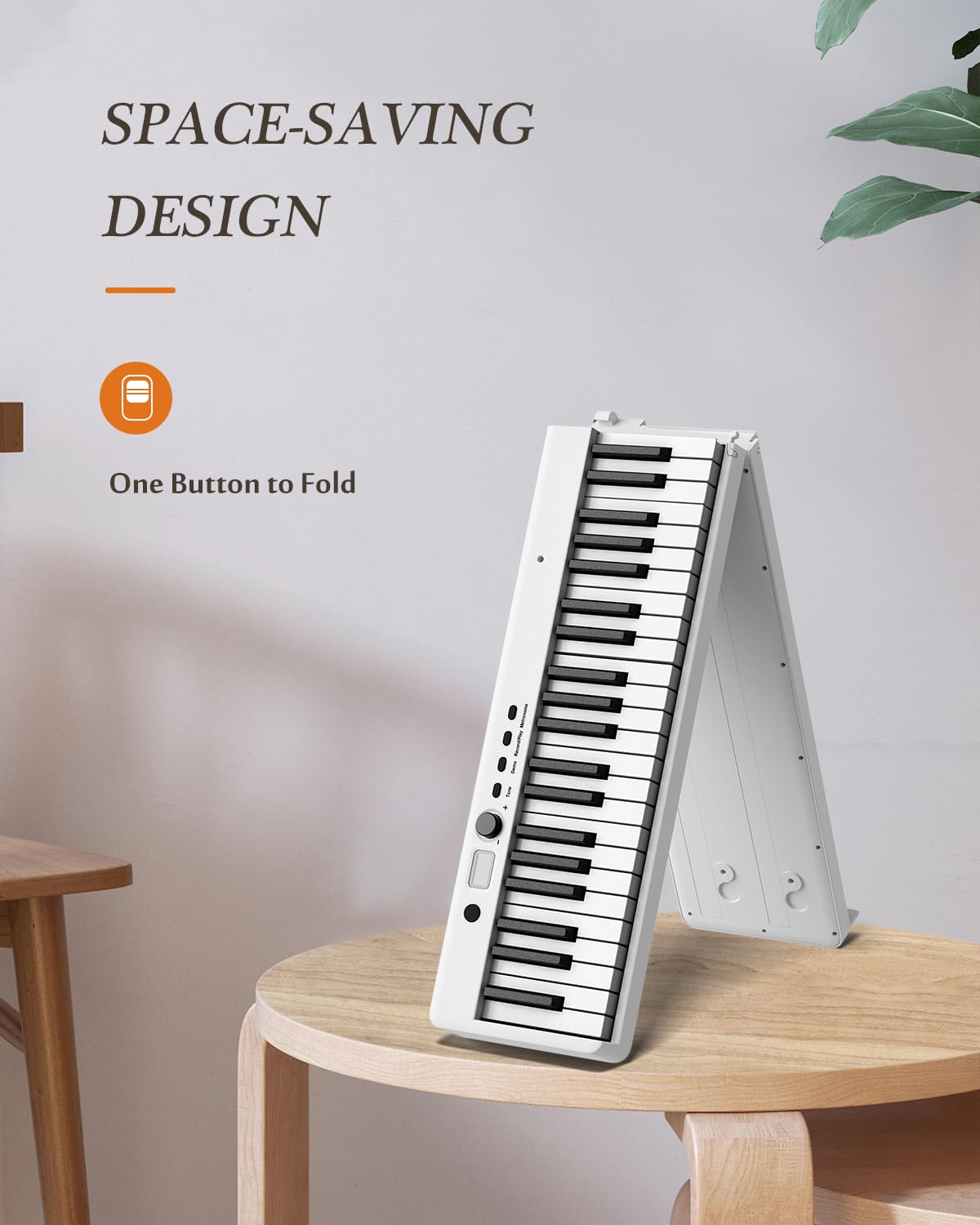 Piano numérique portable 88 touches pliable semi-lesté avec Bluetooth MIDI et finition bois