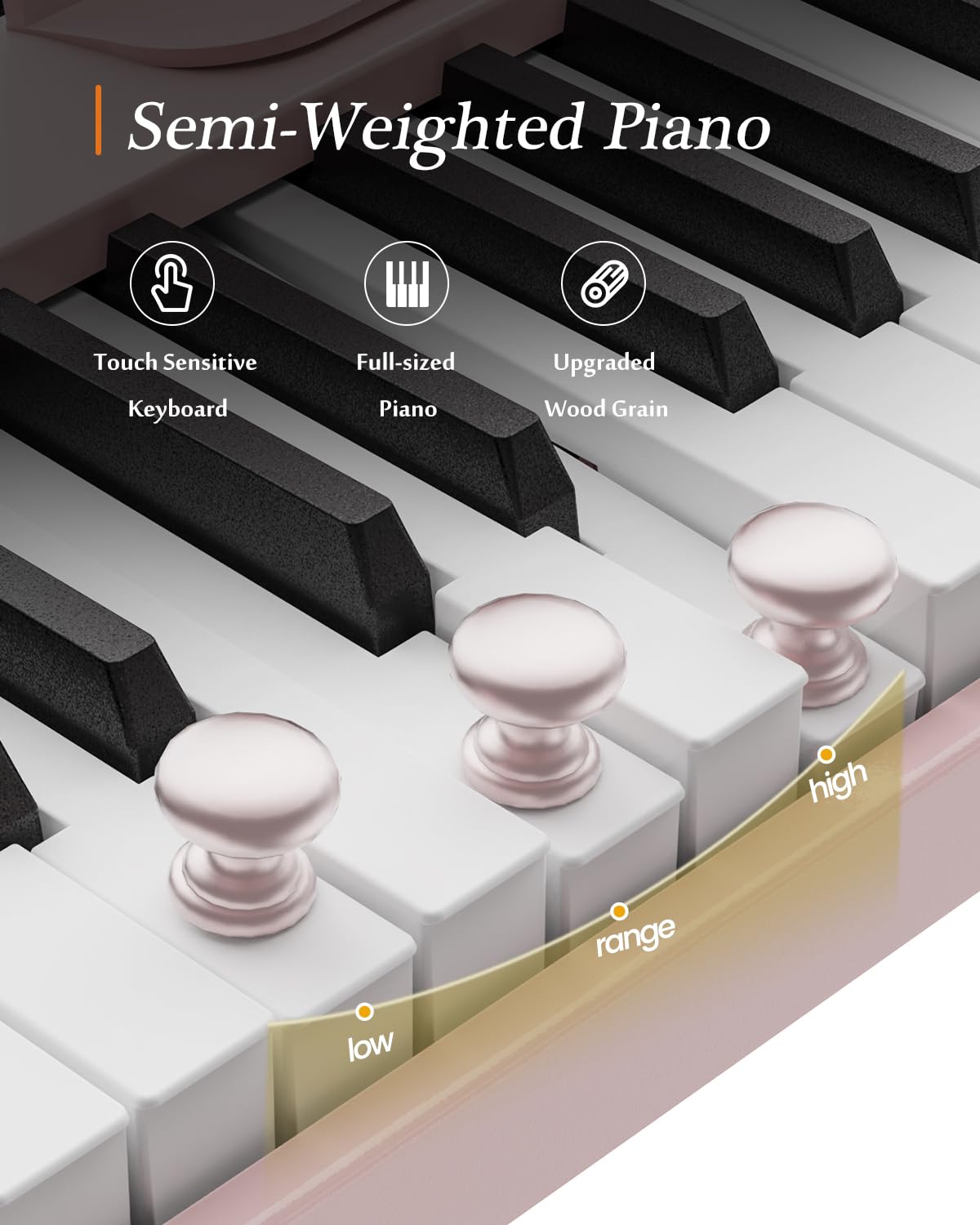 Piano numérique portable 88 touches pliable semi-lesté avec Bluetooth MIDI et finition bois