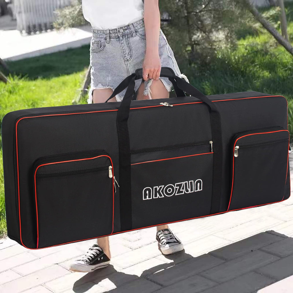 🎹 AKOZLIN Slim – Housse de transport fine pour clavier 88 touches, sac gig pour piano numérique 600D Oxford avec sangles réglables et 5 poches accessoires (137 × 33,5 × 17 cm)
