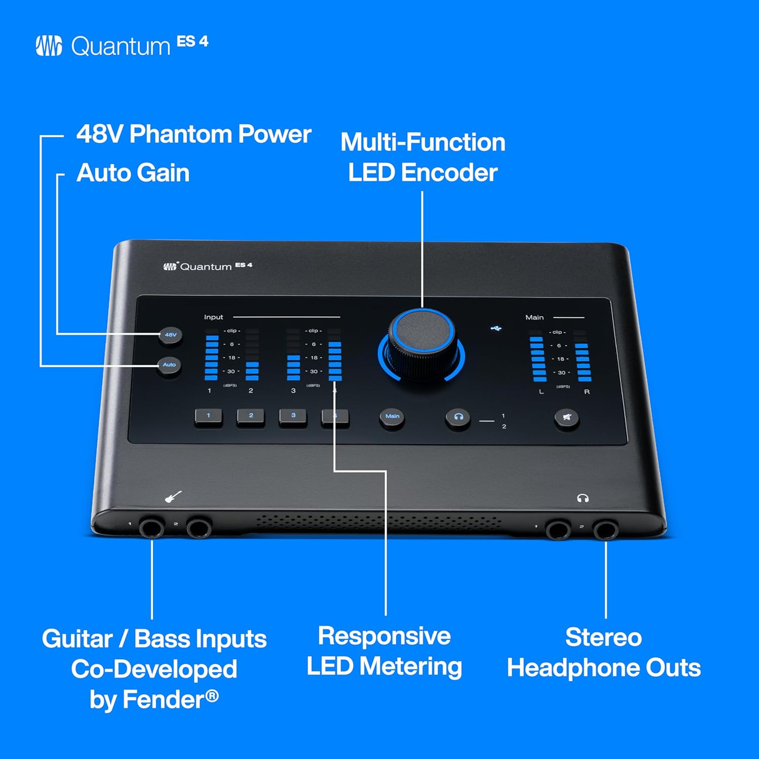 Interface audio PreSonus Quantum ES 4 – 4 entrées, qualité studio 24-bit / 192 kHz avec Studio One Pro inclus