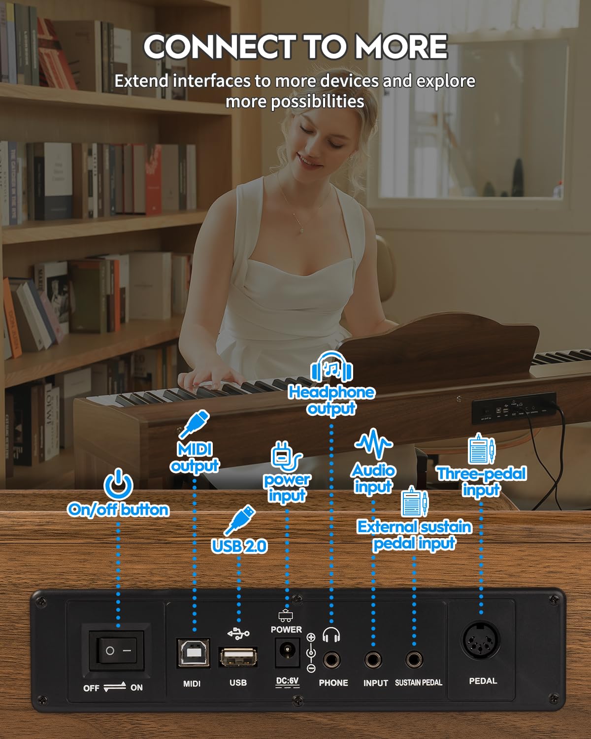 STRICH SDP-300W – Piano numérique 88 touches lestées avec support meuble et haut-parleurs puissants