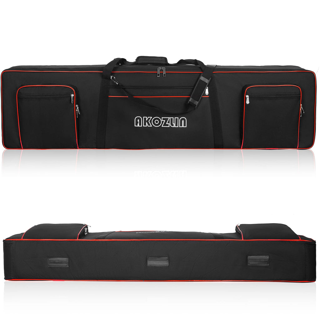 🎹 AKOZLIN Slim – Housse de transport fine pour clavier 88 touches, sac gig pour piano numérique 600D Oxford avec sangles réglables et 5 poches accessoires (137 × 33,5 × 17 cm)