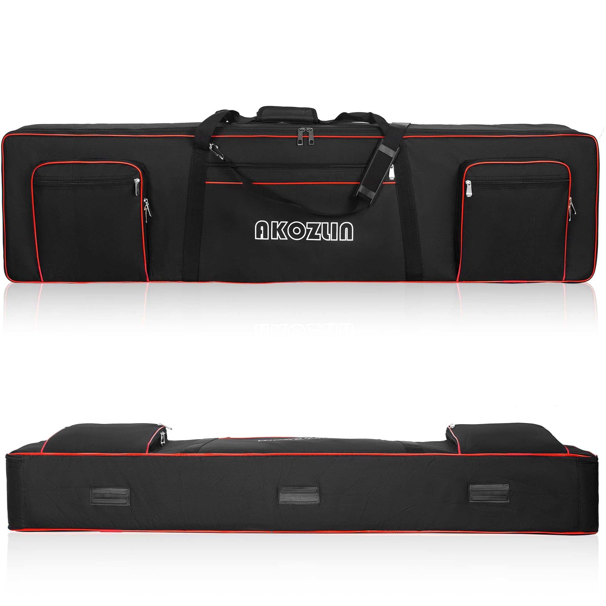 🎹 AKOZLIN Slim – Housse de transport fine pour clavier 88 touches, sac gig pour piano numérique 600D Oxford avec sangles réglables et 5 poches accessoires (137 × 33,5 × 17 cm)