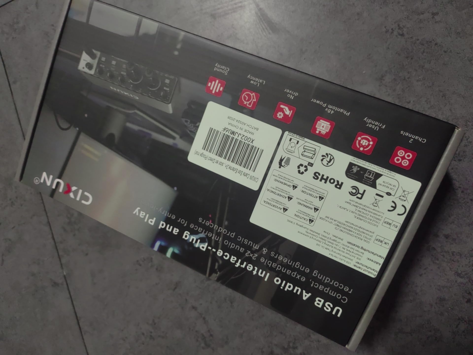 🎧 Interface audio USB-C 2x2 – Enregistrement studio 24-bit/192 kHz avec entrées XLR/TS et alimentation +48V (PC/Mac)