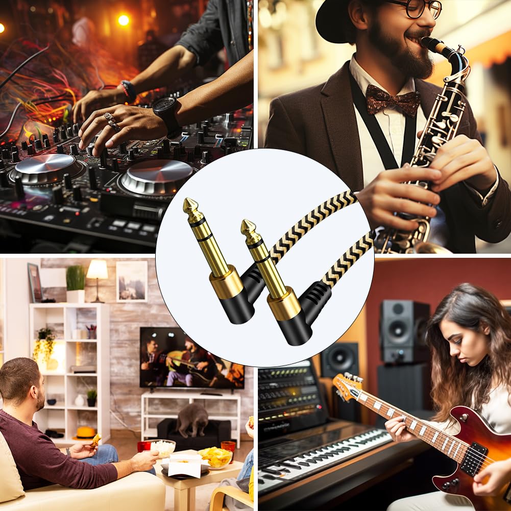 🎸 Câble instrument TRS 6,35 mm (1/4") – Audio stéréo mâle/mâle, angle droit vers droit, 1,8 m (6 ft)