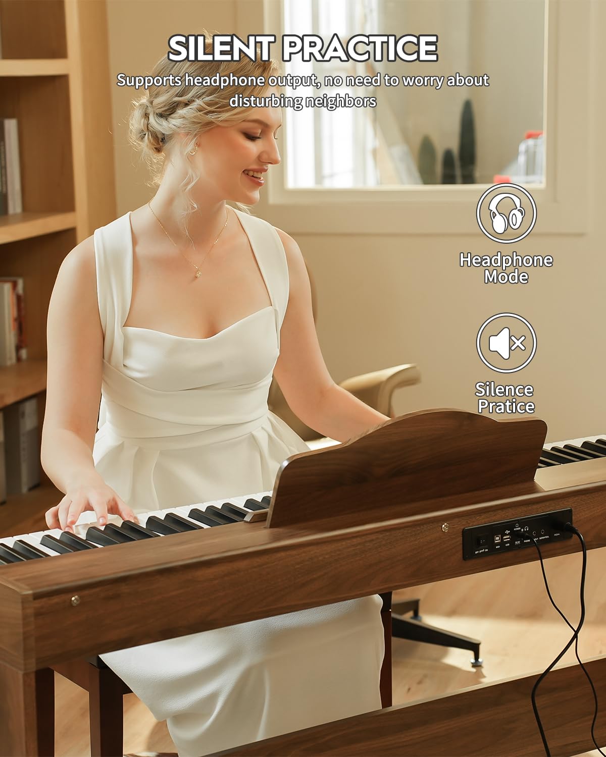 STRICH SDP-300W – Piano numérique 88 touches lestées avec support meuble et haut-parleurs puissants
