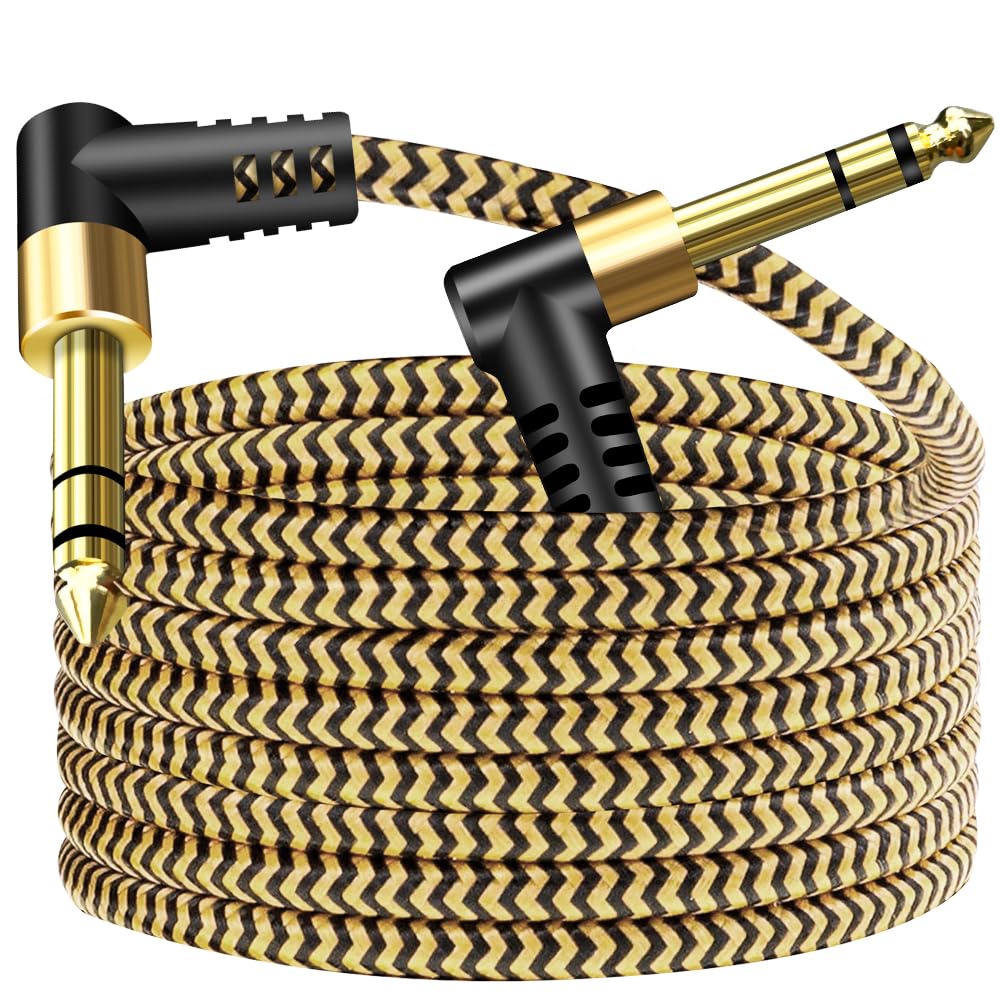 🎸 Câble instrument TRS 6,35 mm (1/4") – Audio stéréo mâle/mâle, angle droit vers droit, 1,8 m (6 ft)