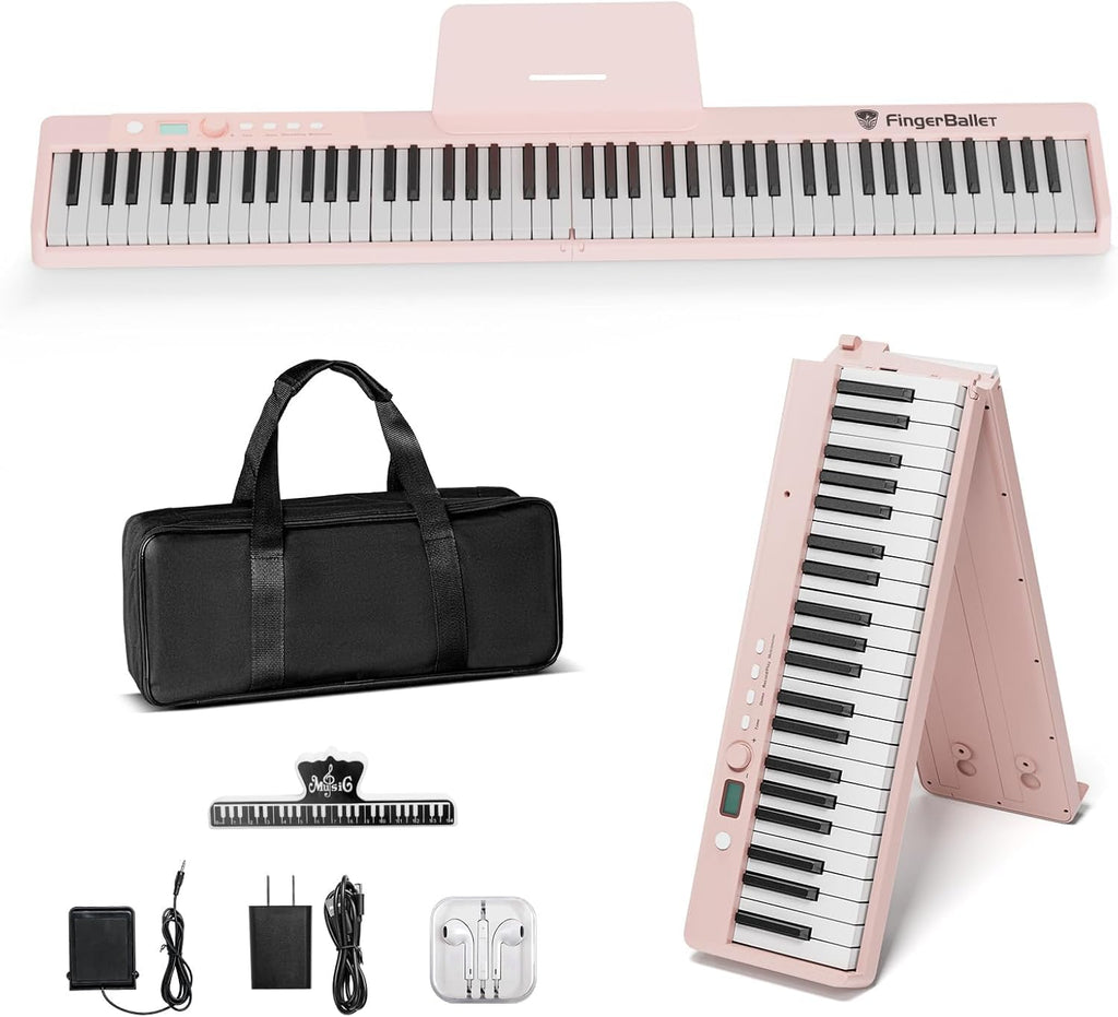 Piano numérique portable 88 touches pliable semi-lesté avec Bluetooth MIDI et finition bois