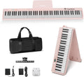Piano numérique portable 88 touches pliable semi-lesté avec Bluetooth MIDI et finition bois