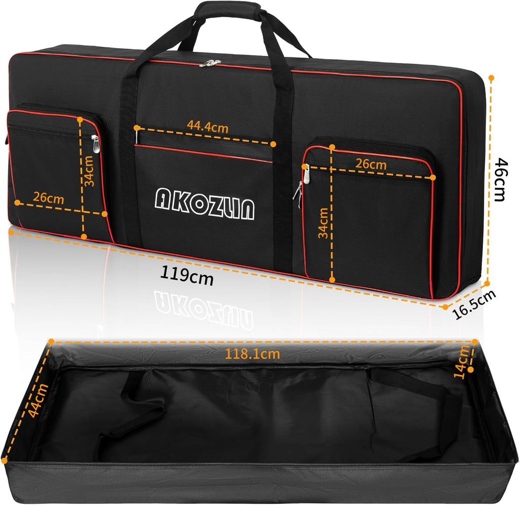 🎹 AKOZLIN Slim – Housse de transport fine pour clavier 88 touches, sac gig pour piano numérique 600D Oxford avec sangles réglables et 5 poches accessoires (137 × 33,5 × 17 cm)