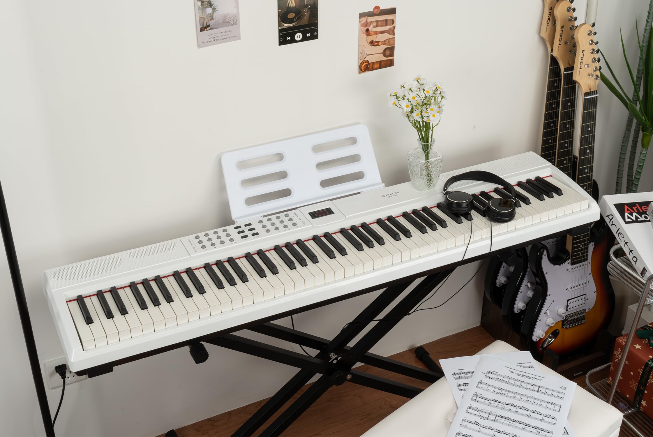 STRICH SDP-120 – Piano numérique 88 touches lestées avec haut-parleurs et connexion USB-MIDI