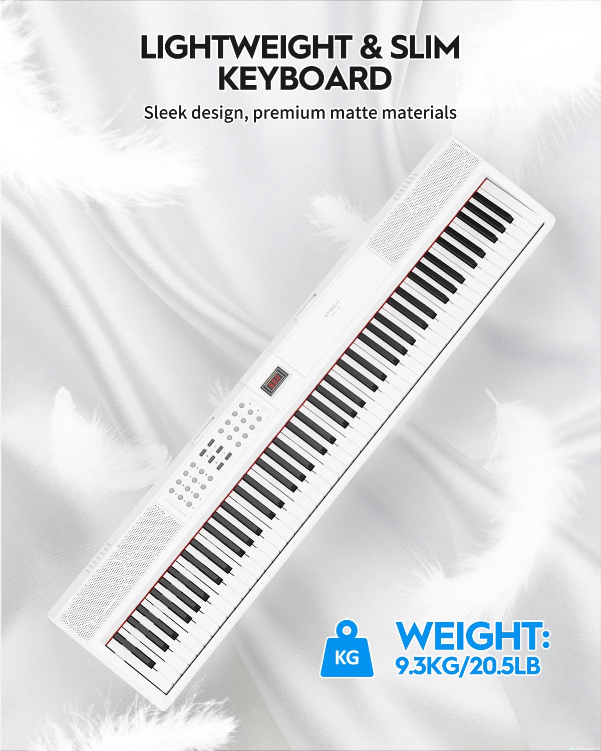 STRICH SDP-120 – Piano numérique 88 touches lestées avec haut-parleurs et connexion USB-MIDI