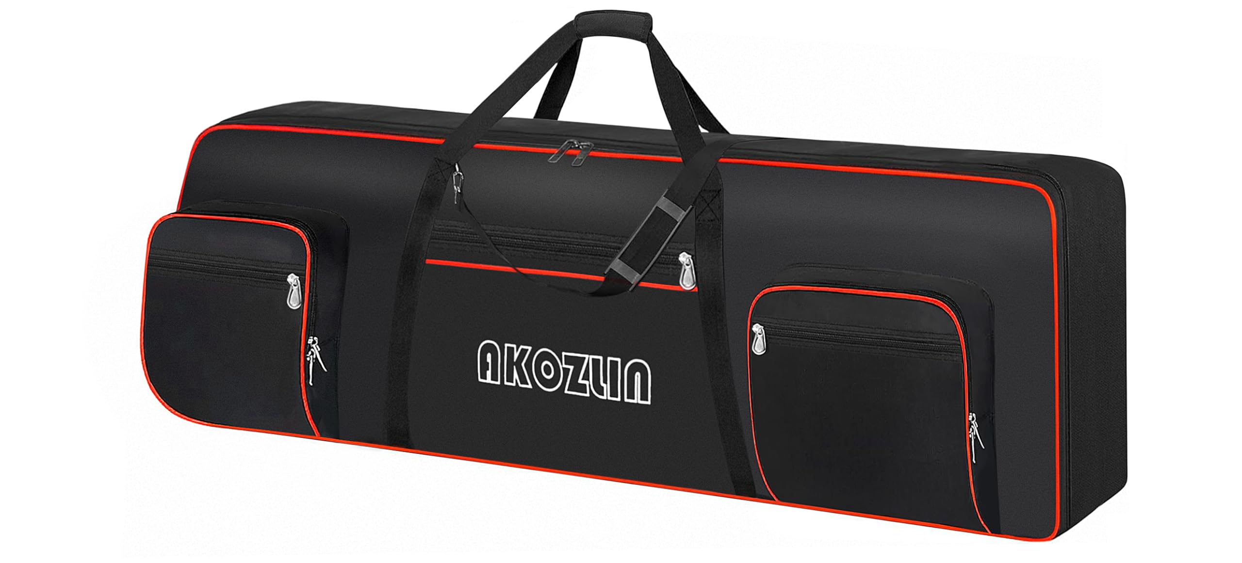 🎹 AKOZLIN Slim – Housse de transport fine pour clavier 88 touches, sac gig pour piano numérique 600D Oxford avec sangles réglables et 5 poches accessoires (137 × 33,5 × 17 cm)