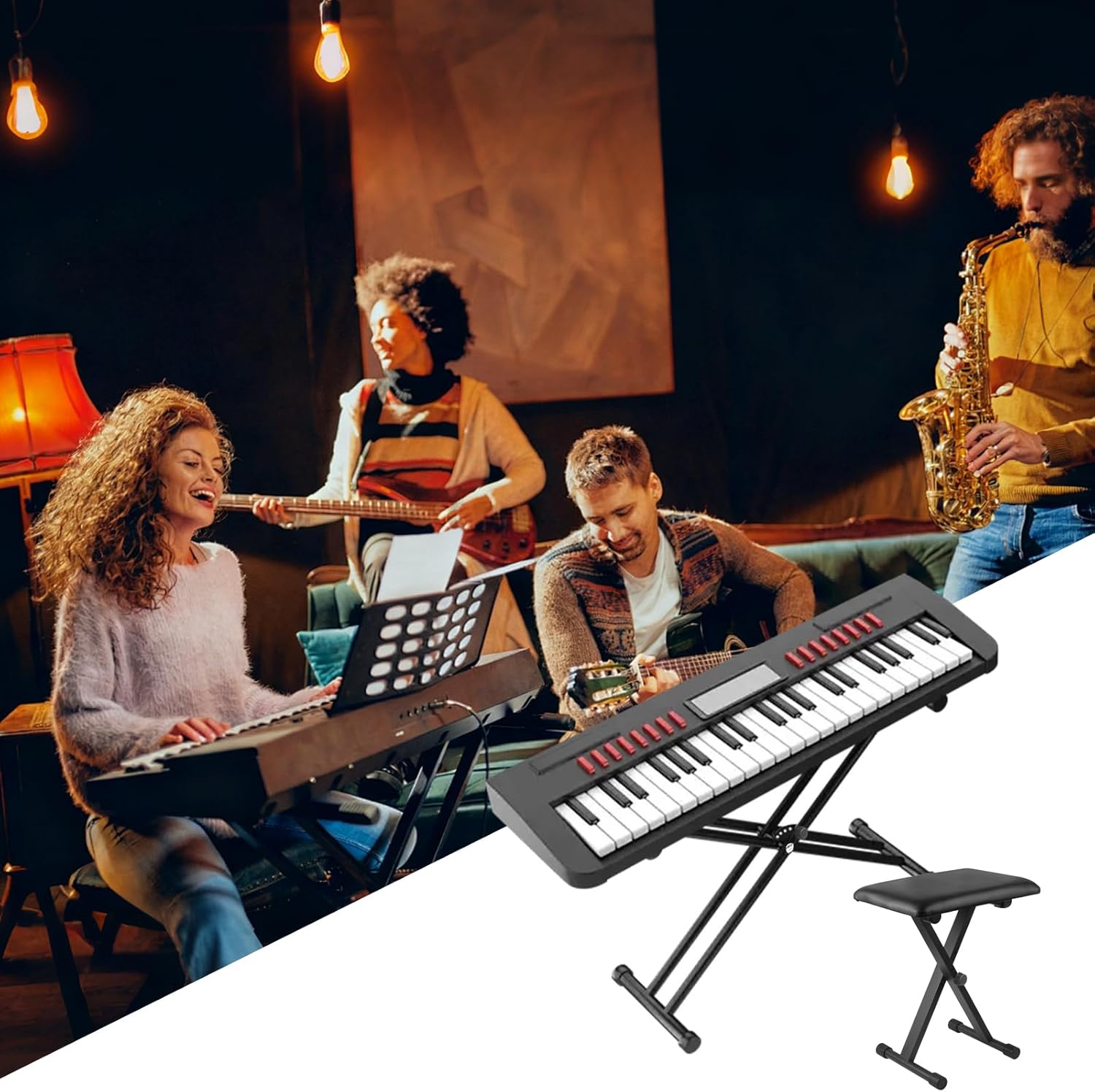 🎹 Support de clavier avec banc – Version 2026 renforcée, réglable et portable