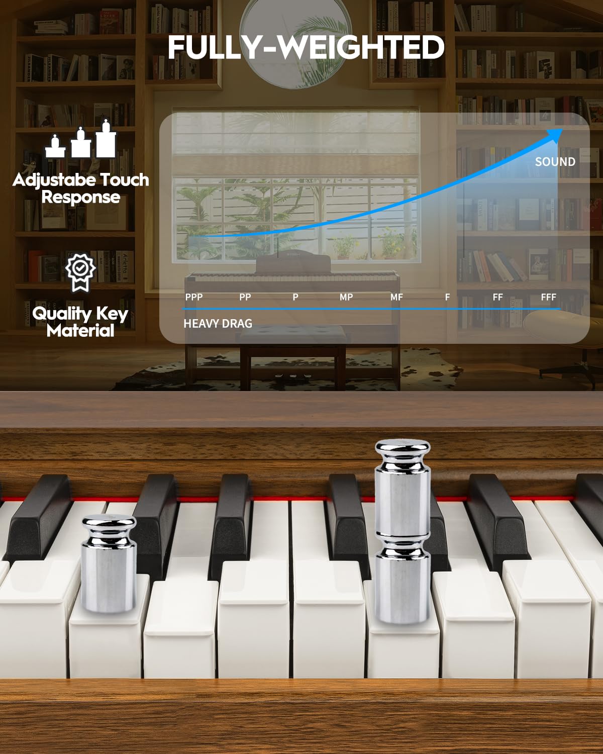 STRICH SDP-300W – Piano numérique 88 touches lestées avec support meuble et haut-parleurs puissants