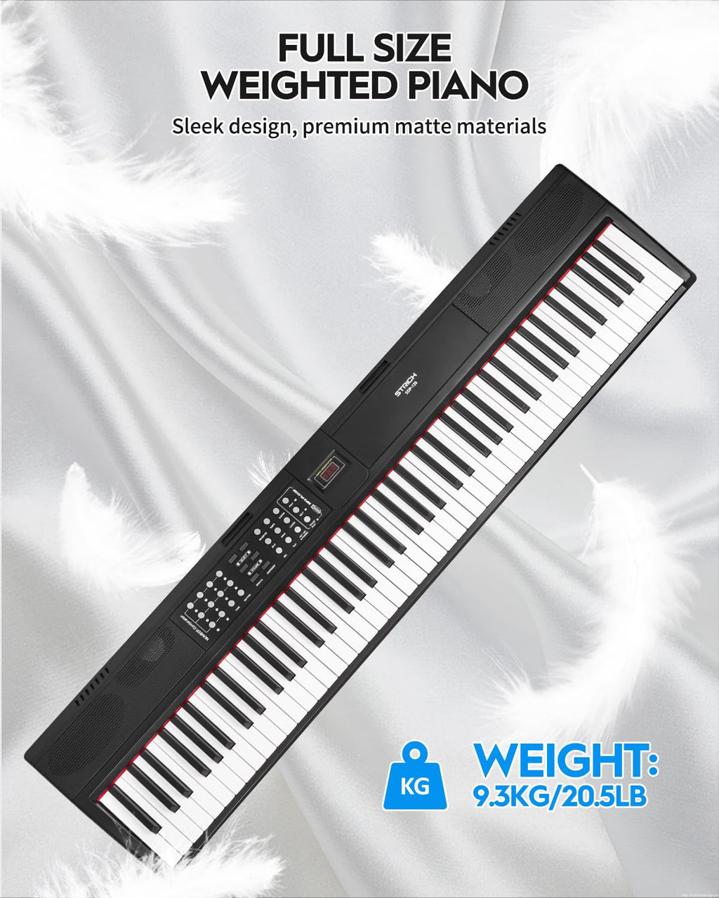 STRICH SDP-120 – Piano numérique 88 touches lestées avec haut-parleurs et connexion USB-MIDI