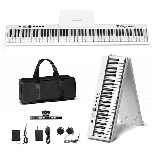 Piano numérique portable 88 touches pliable semi-lesté avec Bluetooth MIDI et finition bois