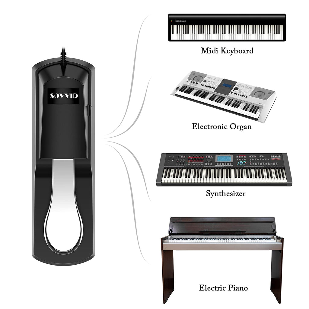 🎹 Pédale de sustain Sovvid – Universelle pour clavier, synthétiseur et contrôleur MIDI