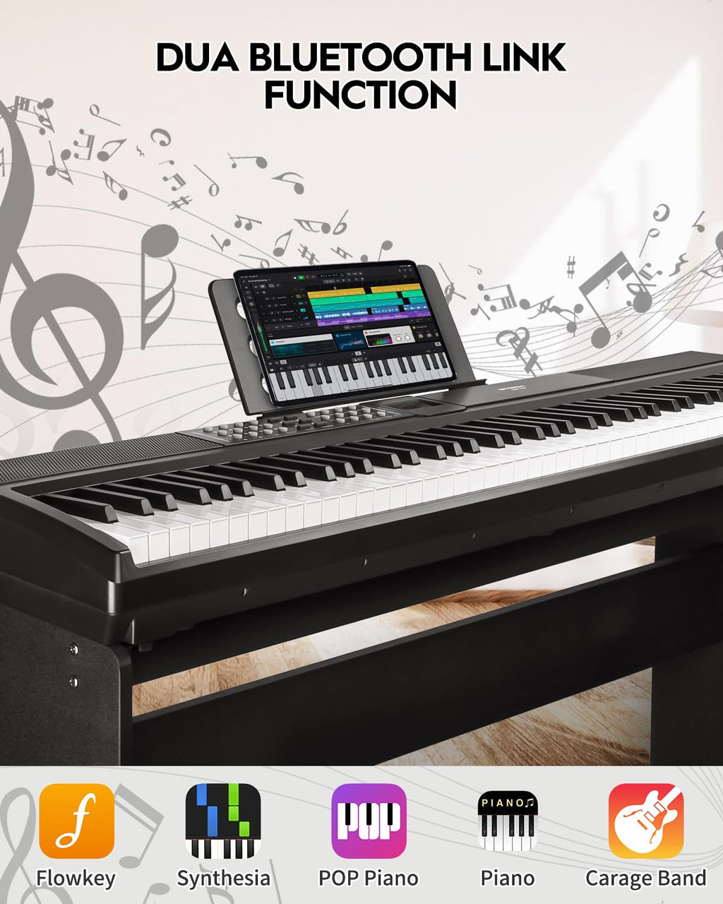 STRICH SDP-120 – Piano numérique 88 touches lestées avec haut-parleurs et connexion USB-MIDI