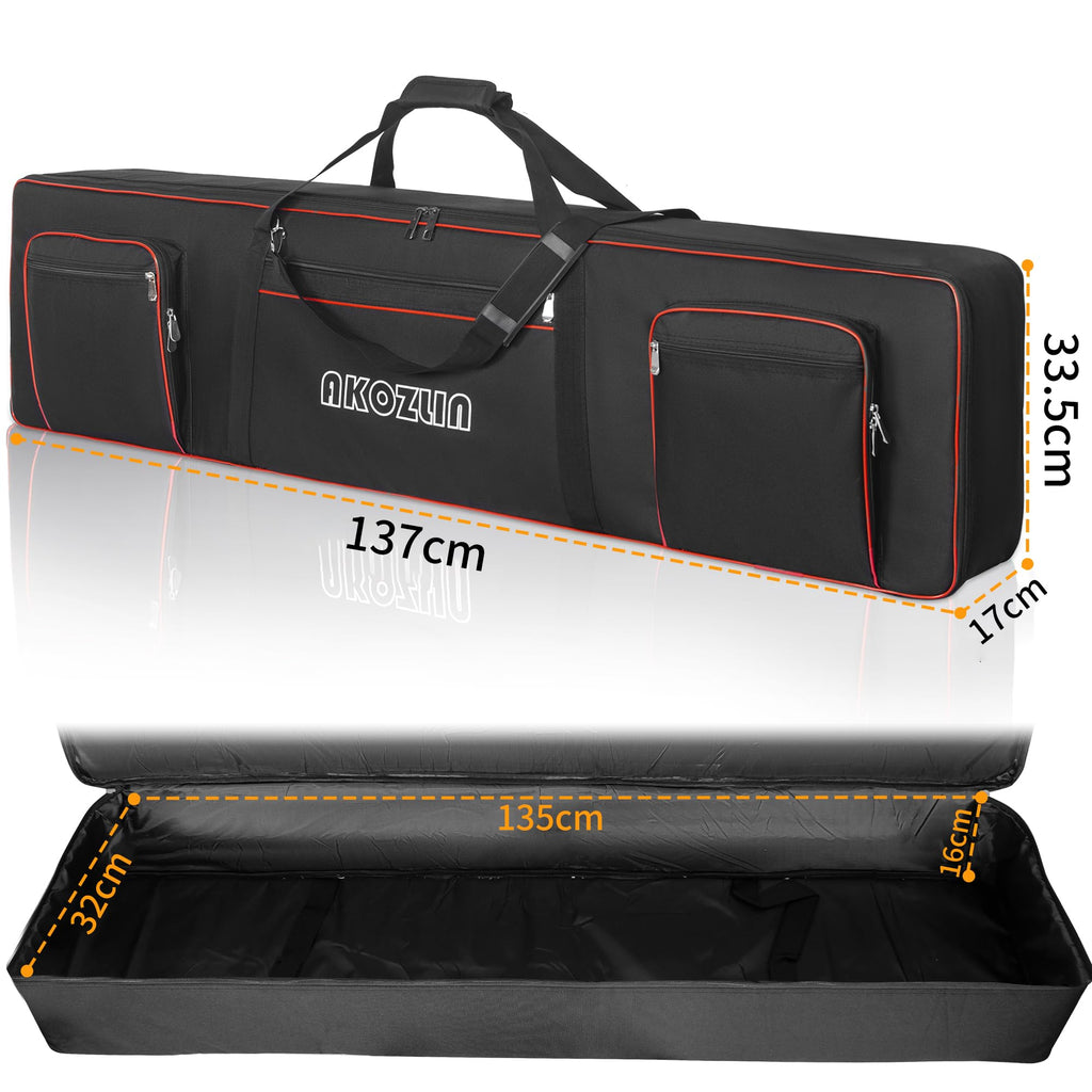 🎹 AKOZLIN Slim – Housse de transport fine pour clavier 88 touches, sac gig pour piano numérique 600D Oxford avec sangles réglables et 5 poches accessoires (137 × 33,5 × 17 cm)
