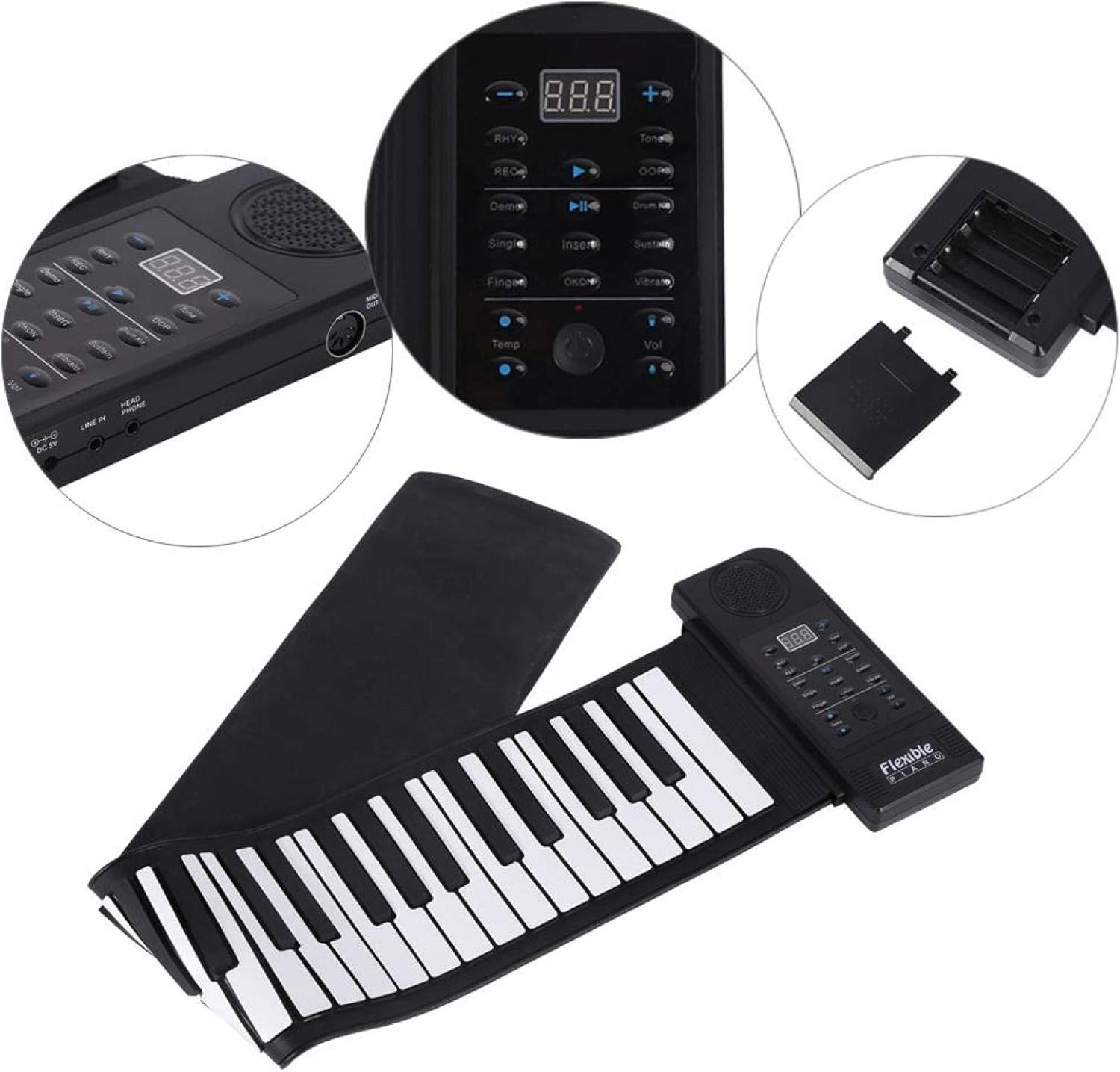 Demeras – Piano portable enroulable 61 touches en silicone pour débutants  🔹 Version plus fluide