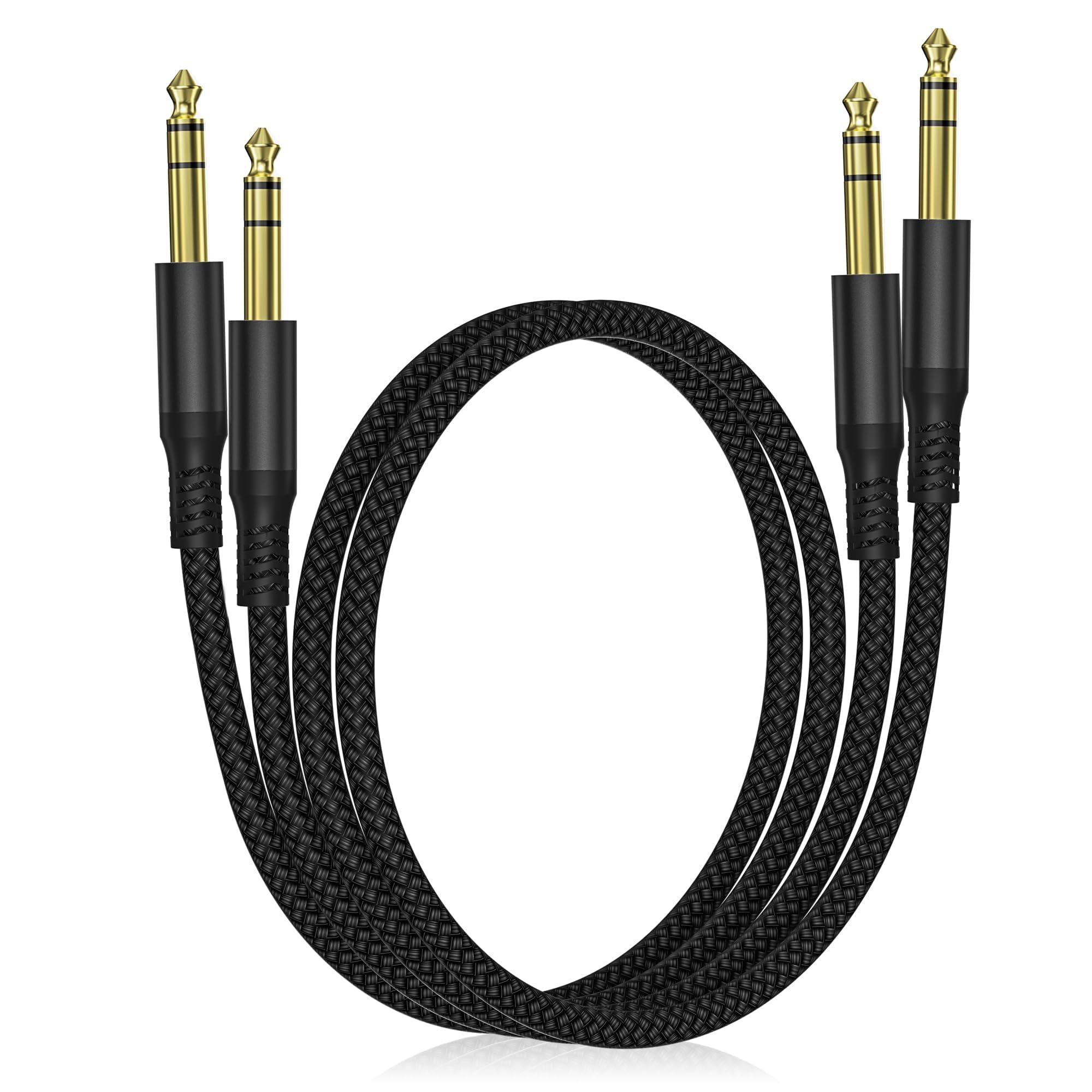 🎸 Câble instrument Elebase 1/4" TRS – Pack de 2, 3 m (10 ft), jack stéréo 6,35 mm droit, audio équilibré pour guitare, basse, clavier, ampli et enceinte