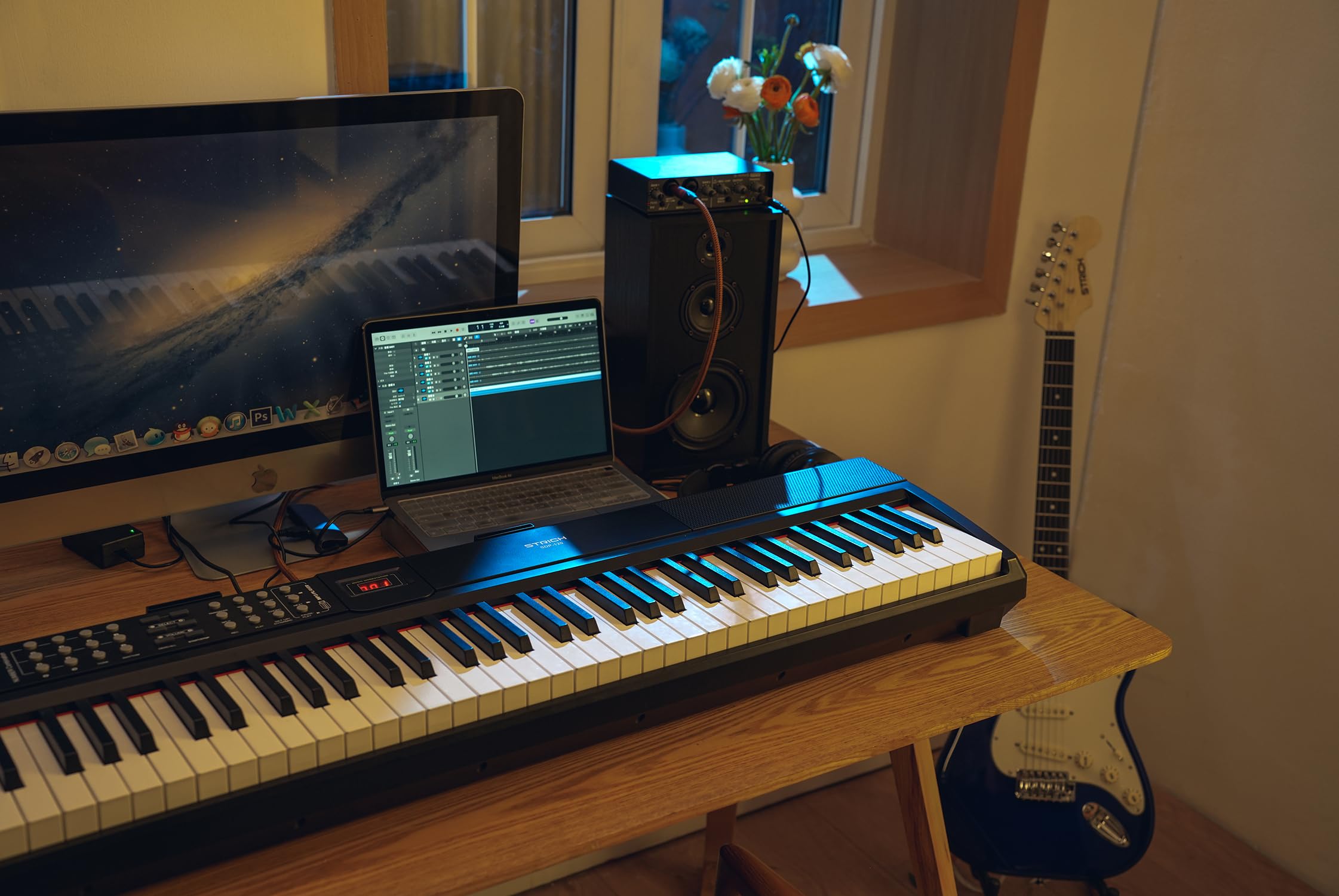 STRICH SDP-120 – Piano numérique 88 touches lestées avec haut-parleurs et connexion USB-MIDI