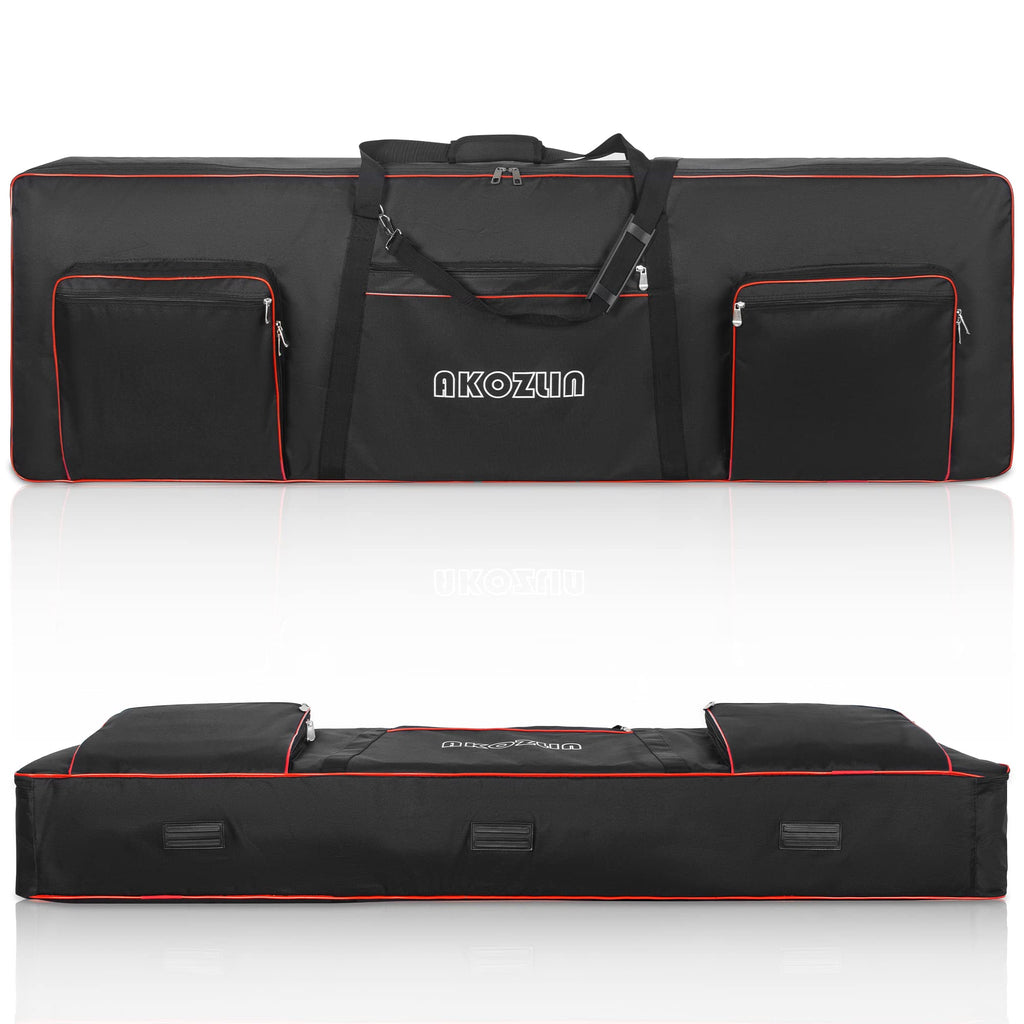 🎹 AKOZLIN Slim – Housse de transport fine pour clavier 88 touches, sac gig pour piano numérique 600D Oxford avec sangles réglables et 5 poches accessoires (137 × 33,5 × 17 cm)