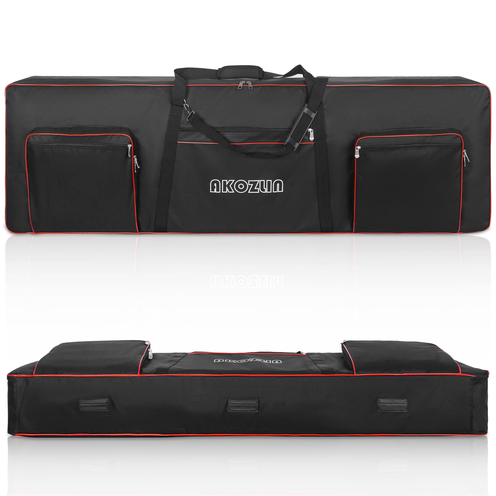 🎹 AKOZLIN Slim – Housse de transport fine pour clavier 88 touches, sac gig pour piano numérique 600D Oxford avec sangles réglables et 5 poches accessoires (137 × 33,5 × 17 cm)