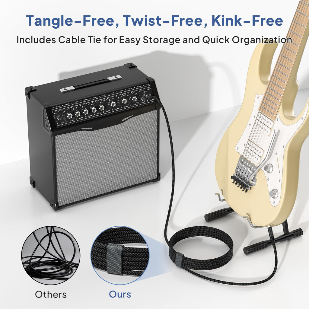 🎸 Câble instrument Elebase 1/4" TRS – Pack de 2, 3 m (10 ft), jack stéréo 6,35 mm droit, audio équilibré pour guitare, basse, clavier, ampli et enceinte
