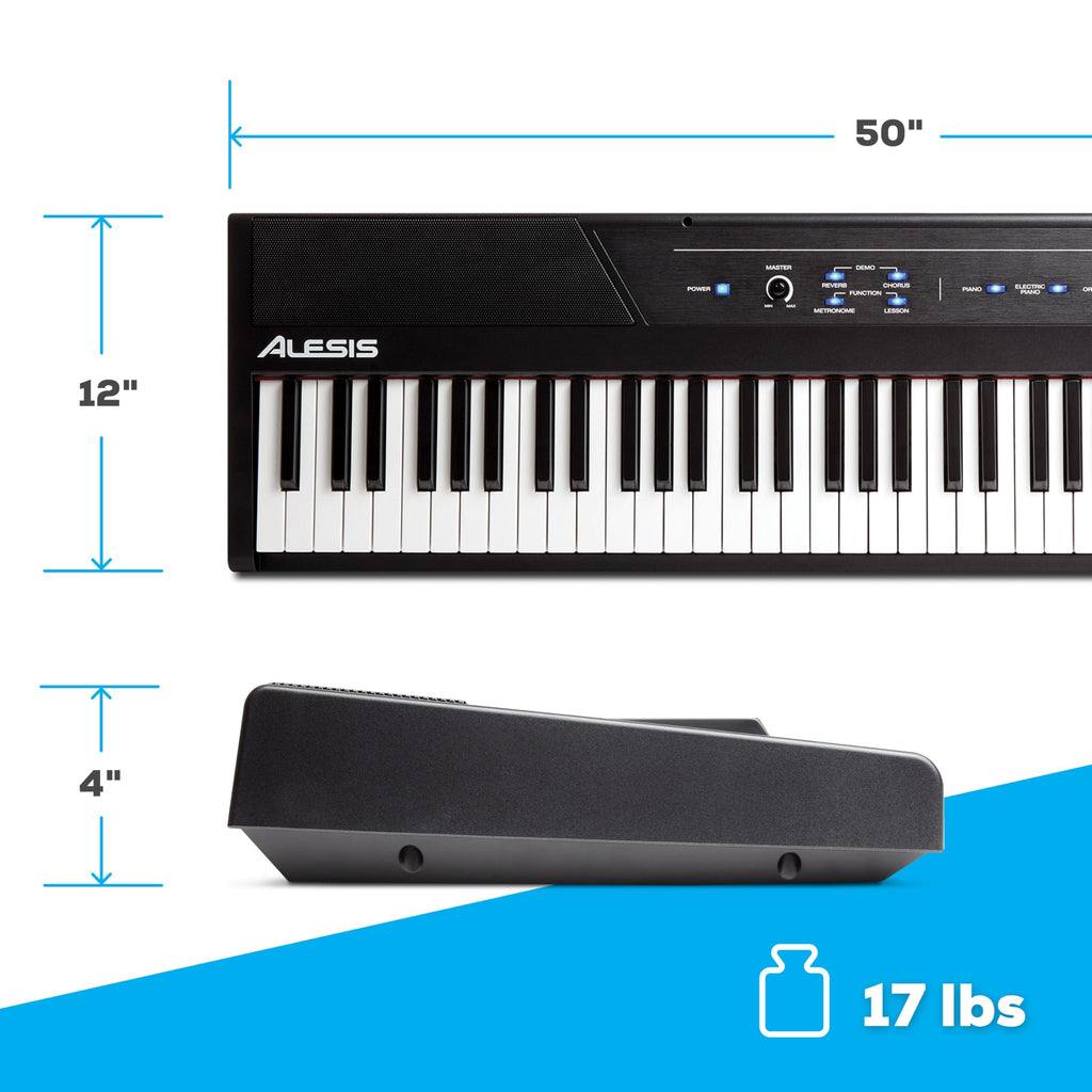 Alesis Recital – Piano numérique 88 touches semi-lestées avec haut-parleurs puissants et modes d’apprentissage