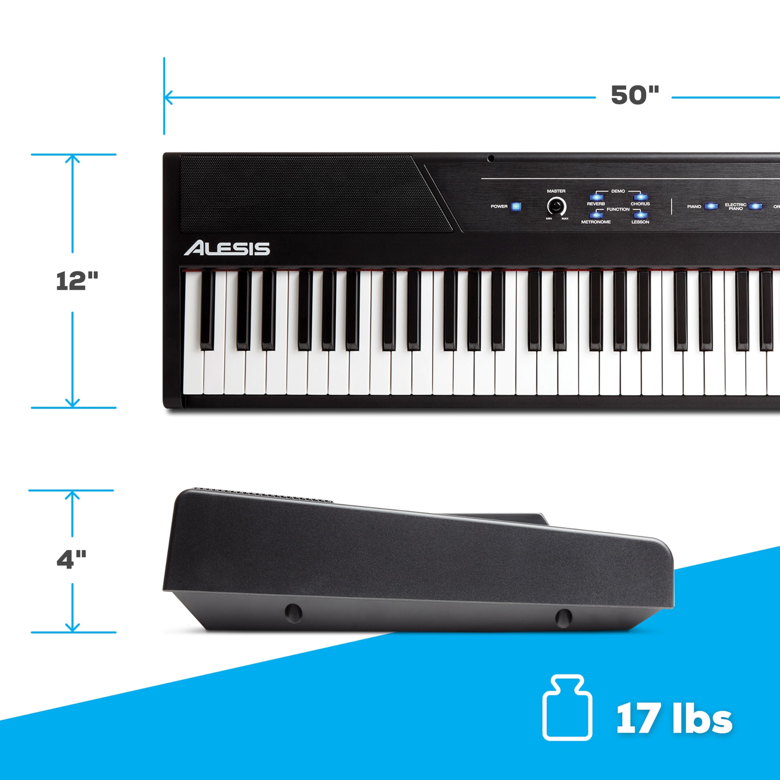 Alesis Recital – Piano numérique 88 touches semi-lestées avec haut-parleurs puissants et modes d’apprentissage