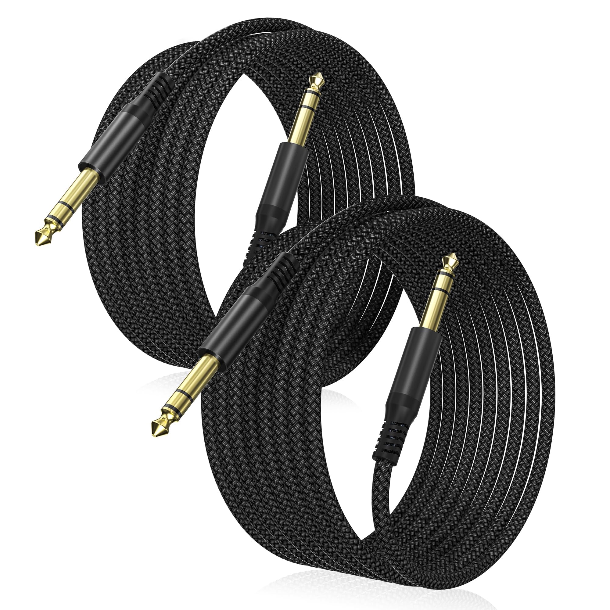 🎸 Câble instrument Elebase 1/4" TRS – Pack de 2, 3 m (10 ft), jack stéréo 6,35 mm droit, audio équilibré pour guitare, basse, clavier, ampli et enceinte